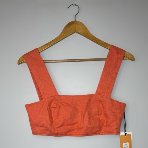 Tops - New Orange/Coral Bustier Crop Tank Top XS